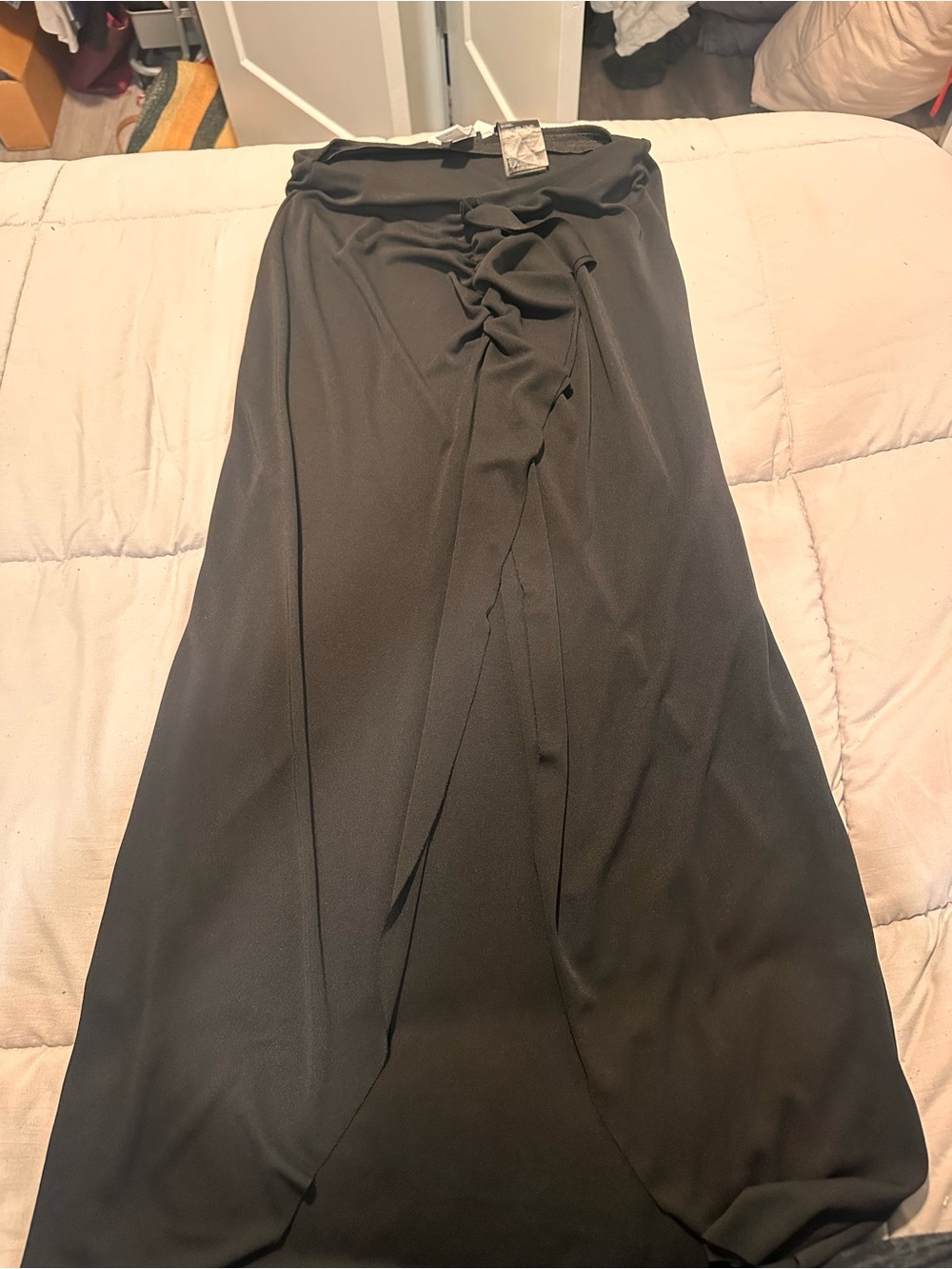H&M Black Ruched Front Maxi Skirt